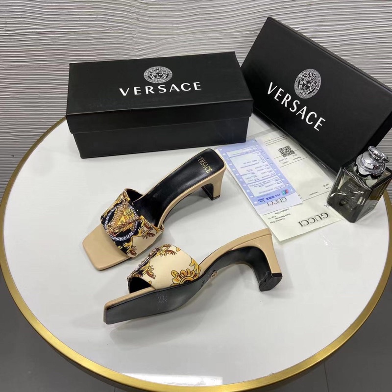 Guốc versace quai hoạ tiết gót dẹt fullbox