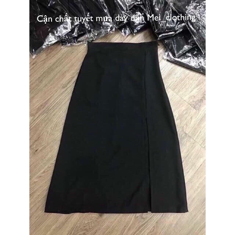 Chân váy midi xẻ tà cá tính/ chân váy chữ A dài phong cách Hàn Quốc