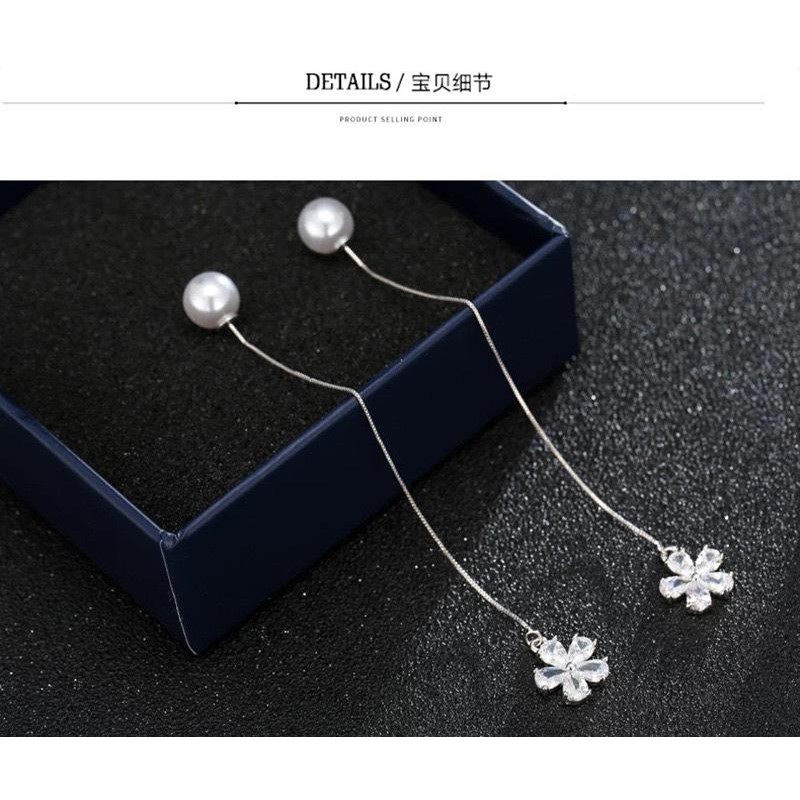 Khuyên tai HOA RƠI THẢ HẠT bông tai đính đá sang trọng thanh lịch thời trang nữ