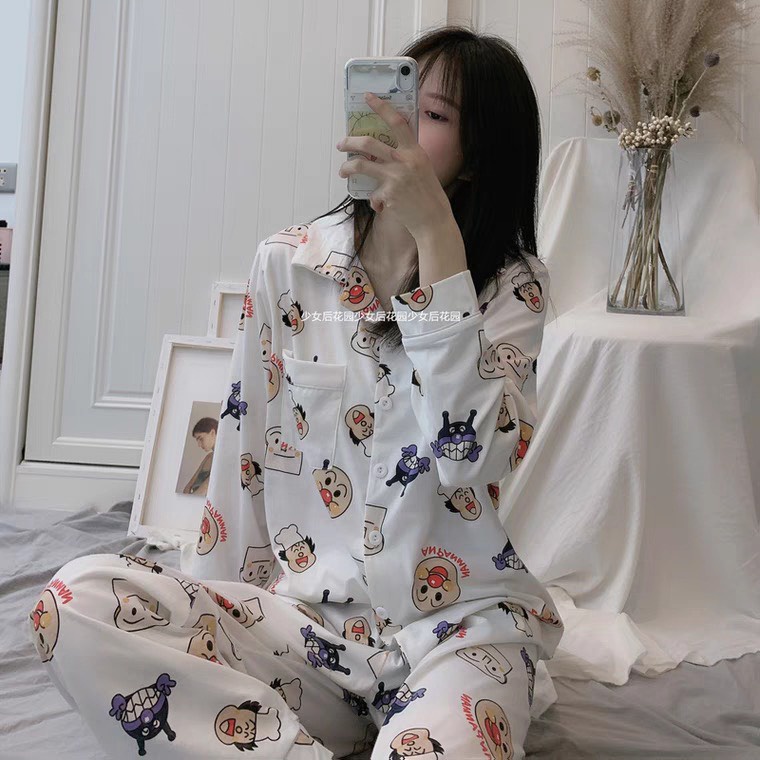 Đồ ngủ pijama dài tay, đồ ngủ nữ mặc nhà họa tiết xinh xắn, dễ thương