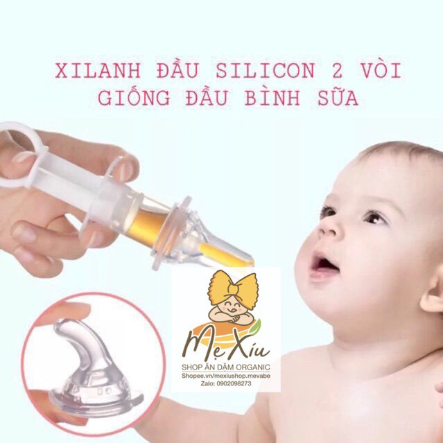 Ống silicon bơm sữa và thuốc an toàn cho bé kèm nắp dung tích 20 mL _shop Mẹ Xíu