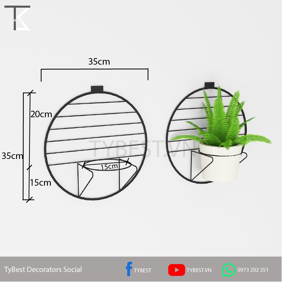 Kệ treo trang trí chậu cây xanh lên tường WB001