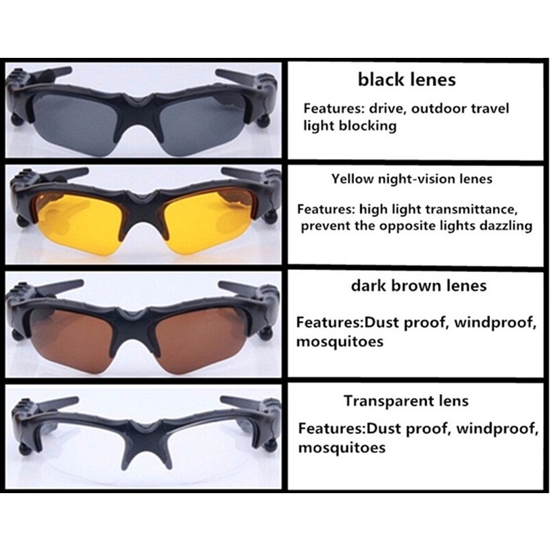 Kính mát thể thao SEAMETAL không dây kết nối bluetooth 4.0 Mp3 tiện dụng