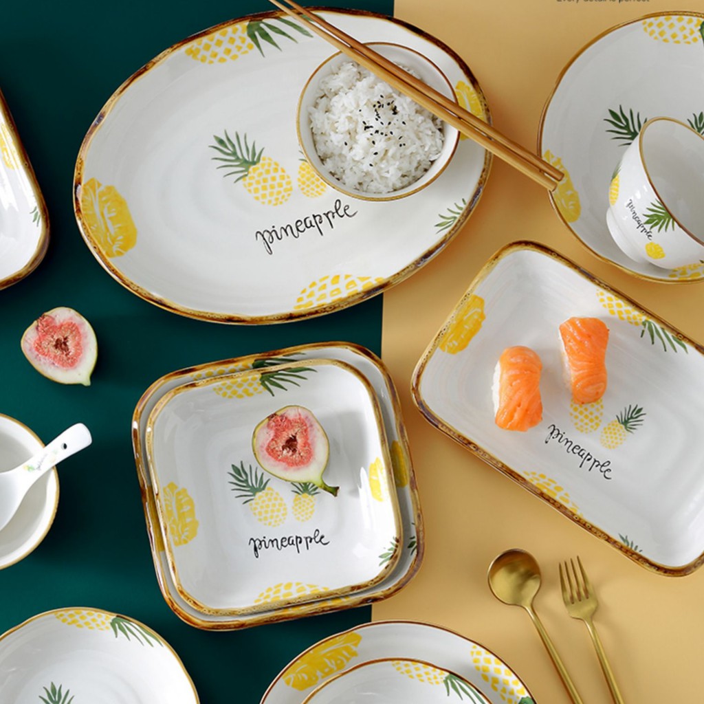 Set bát đĩa hình dứa phong cách Hàn Quốc