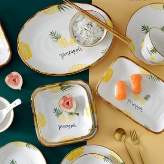 Set bát đĩa hình dứa phong cách Hàn Quốc
