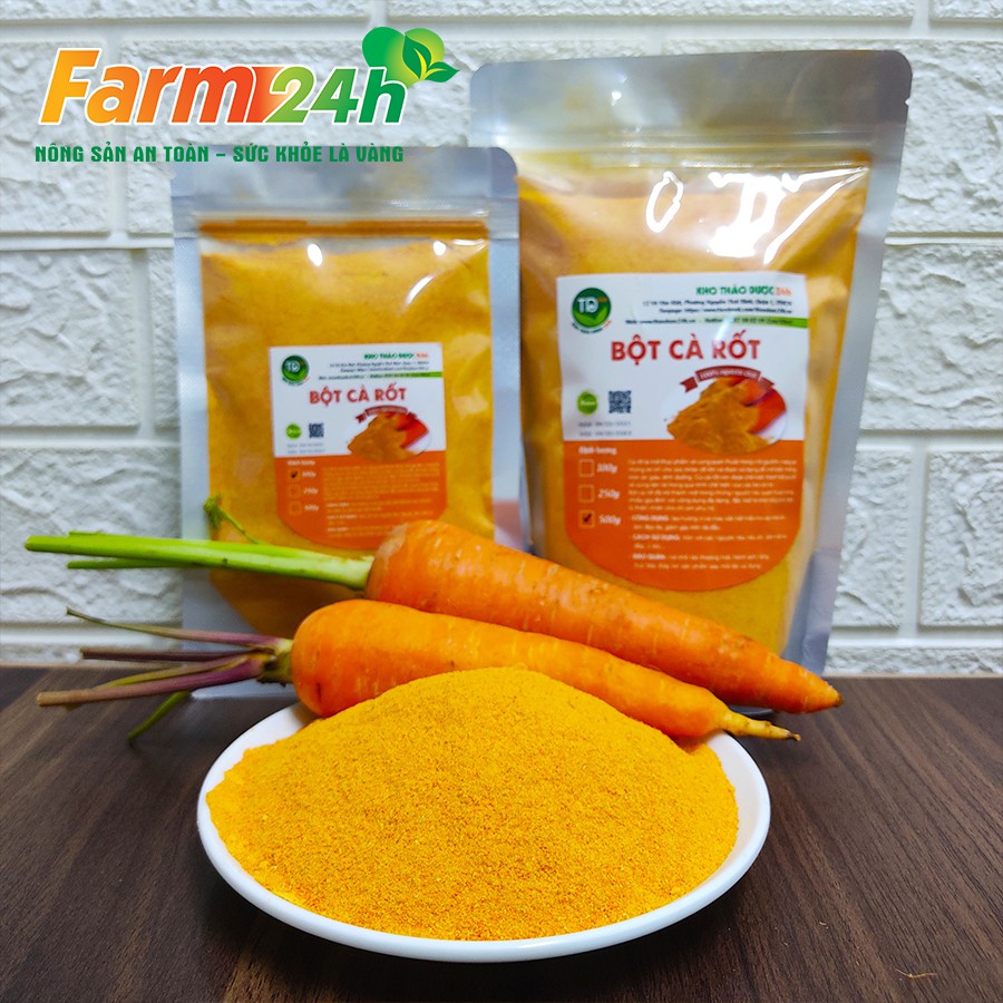 [500gr] Bột cà rốt nguyên chất sấy lạnh tạo màu sắc cho món ăn, làm mặt nạ đẹp da, tốt cho mắt | Farm24h