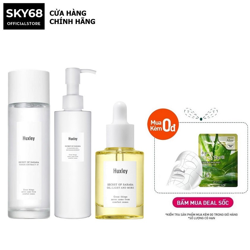 Bộ 3 SP Dưỡng Ẩm Tối Ưu, Dưỡng Trắng Huxley (SRM Cleansing Gel 200ml + Toner Extract It 120ml + SR Light And More 30ml )