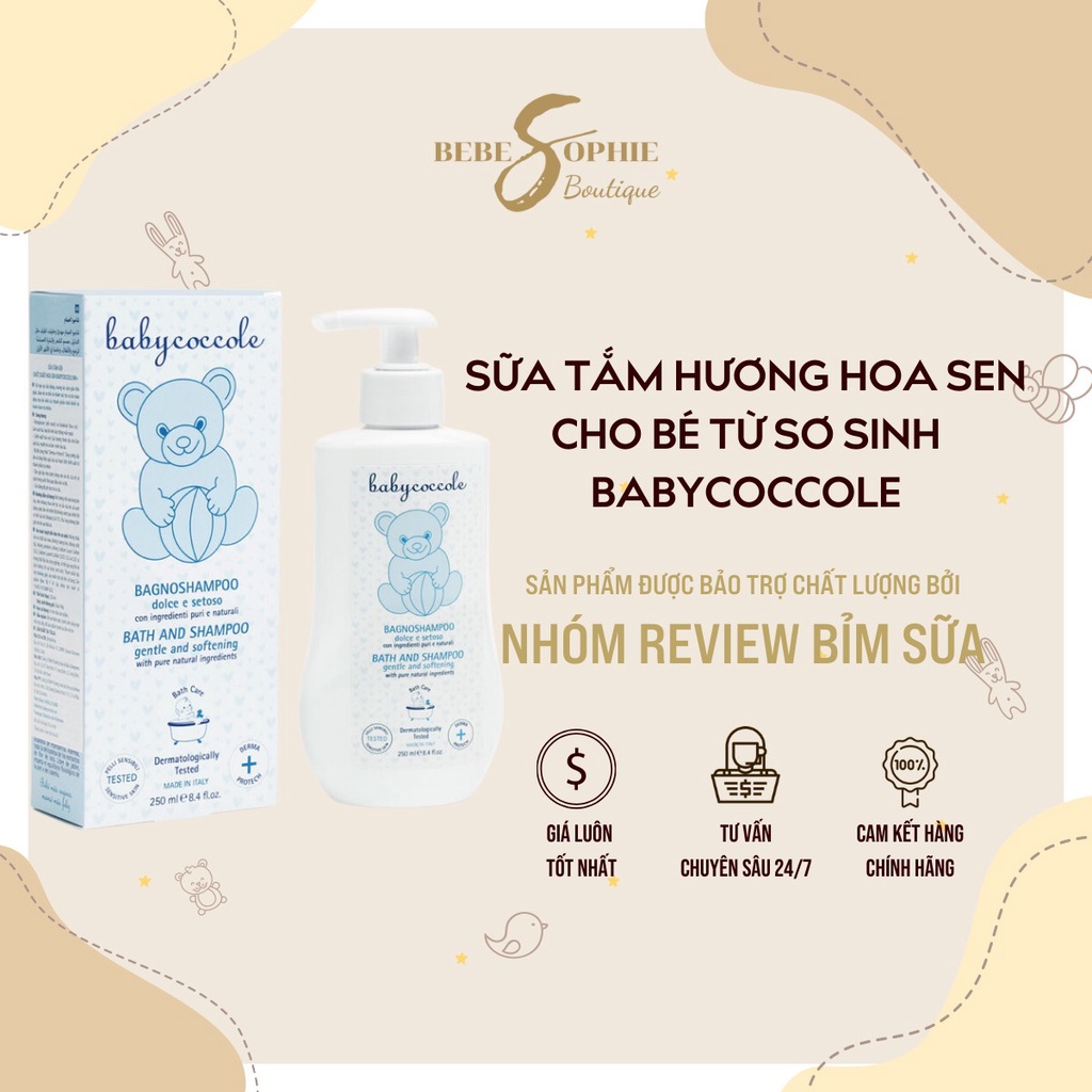 Sữa tắm giữ ẩm cho bé Babycoccole 0M+ chiết xuất hoa sen 250ml-400ml