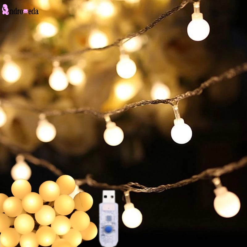 Dây Đèn LED Hình Quả Bóng Tròn 2M 3M 6M Chống Thấm Nước Kết Nối USB Tiện Dụng Trang Trí Tiệc Cưới/ Giáng Sinh