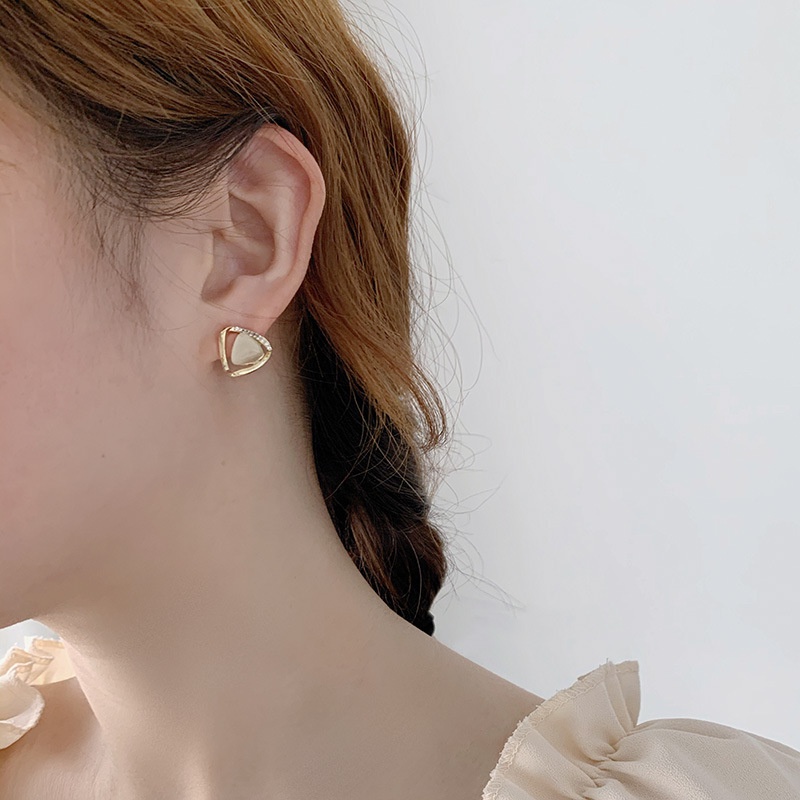 Khuyên Tai Đính Đá Opal Phong Cách Hàn Quốc Thanh Lịch Dành Cho Nữ