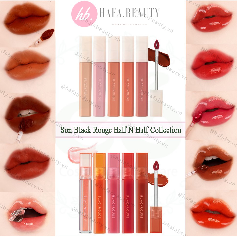 Son Kem Lì, Son Tint Bóng Siêu Lì Black Rouge Half N Half Collection - Chính hãng Hàn Quốc