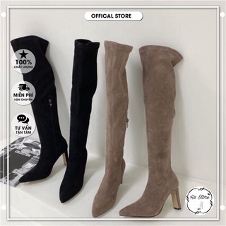 👠👟 Bốt boot đùi lửng da lộn gót dẹt fullbox hàng quảng châu cao cấp ⚡