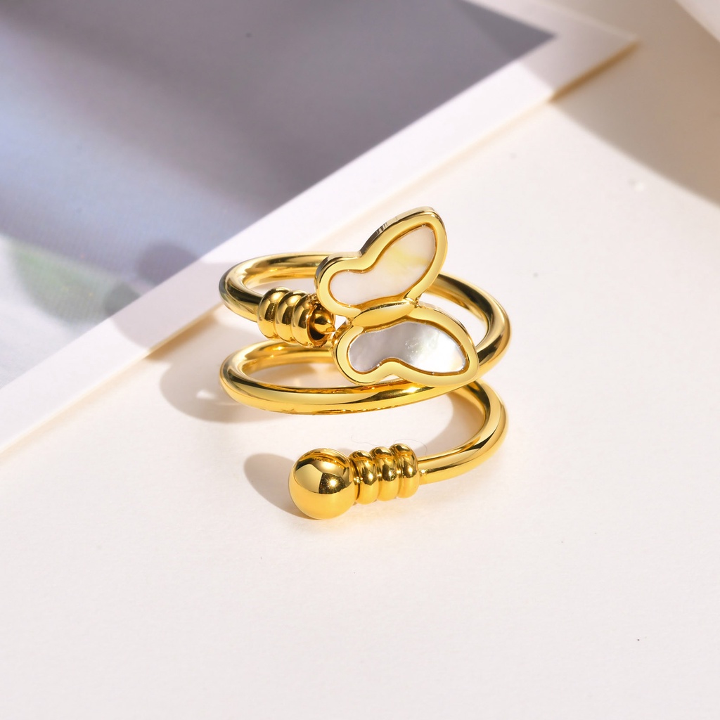 Vnox Nhẫn Hình Bướm Vỏ Sò Tông Vàng Sống Động Cho Nữ