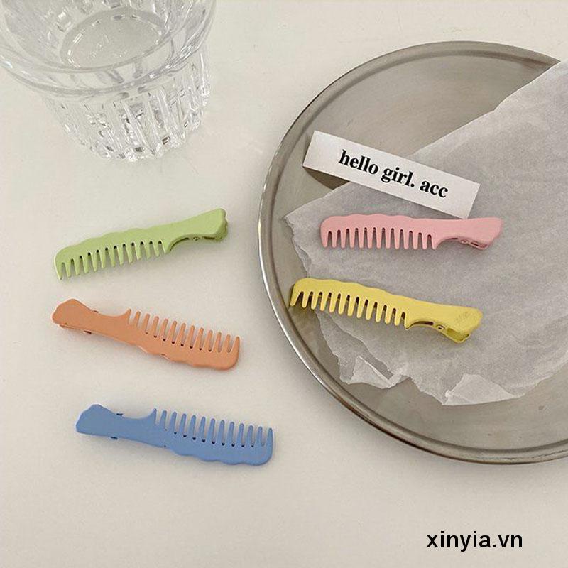 Kẹp tóc hình chiếc lược màu sắc ngọt ngào dễ thương phong cách Hàn Quốc dành cho nữ
