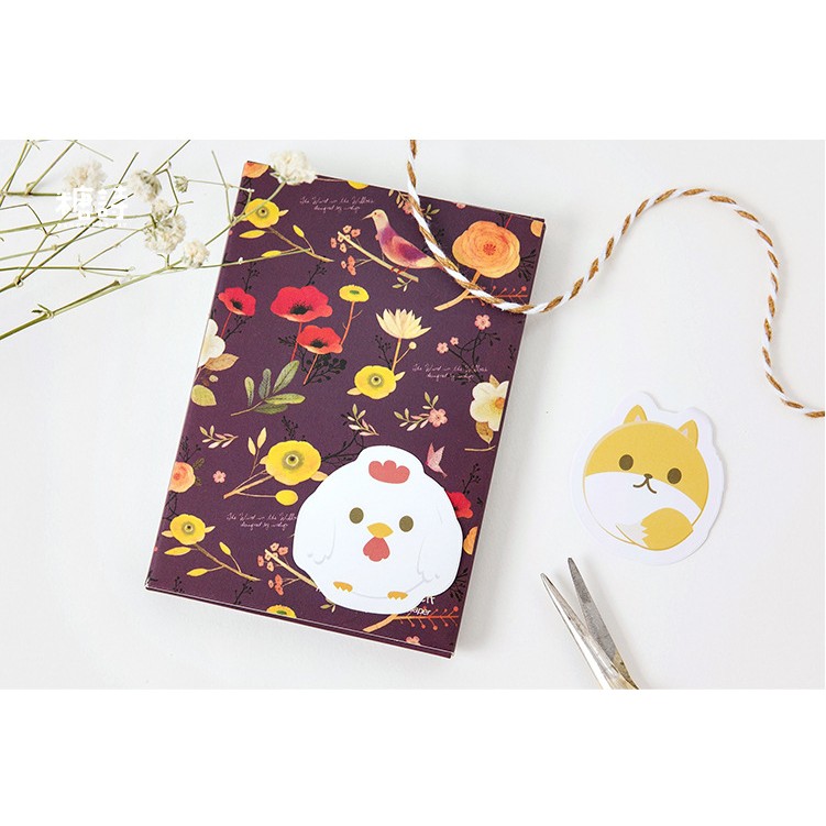 Hộp 45 miếng sticker mẫu động vật tròn