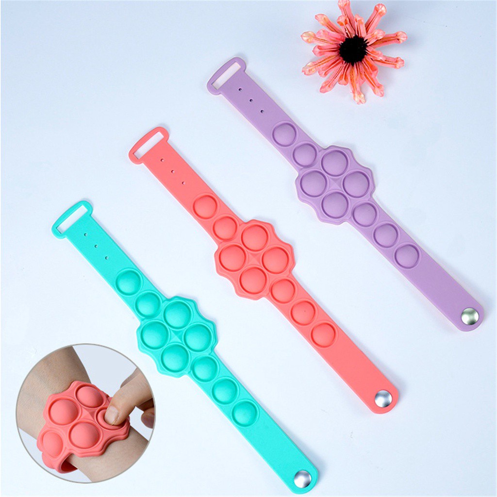 JUNE New Fidget Toy Silicone Bracelet Sensory Toys Non-Toxic Killing Time Funny Gifts Waterproof Kids or Adult Keychain Stress Relief/Multicolor