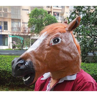 Mặt nạ đầu ngựa lông thú hóa trang lễ hội cao cấp cho halloween trung thu