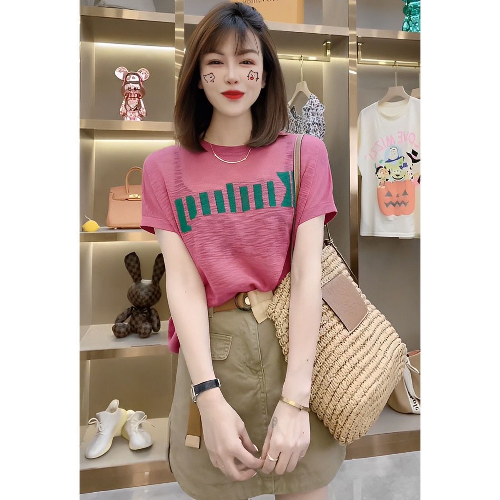 Áo Thun Tay Ngắn Cổ Tròn Dáng Rộng Thiết Kế Đơn Giản Thời Trang Mùa Hè Cho Nữ