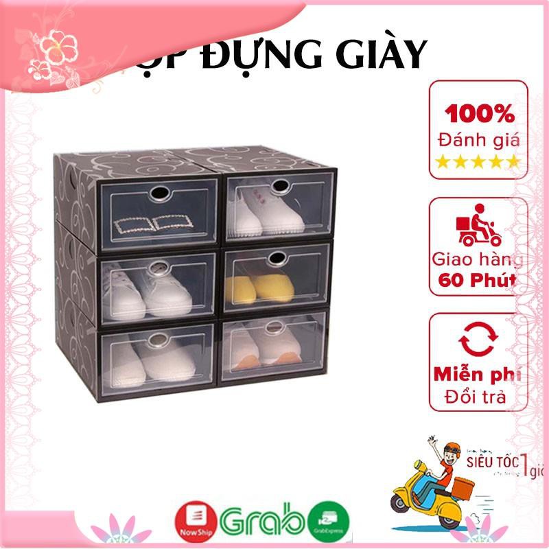 Hộp đựng giày dép bằng nhựa màu đen có hoa văn nắp nhựa cứng chịu lực lên tới 4kg ( Hàng loại 1)