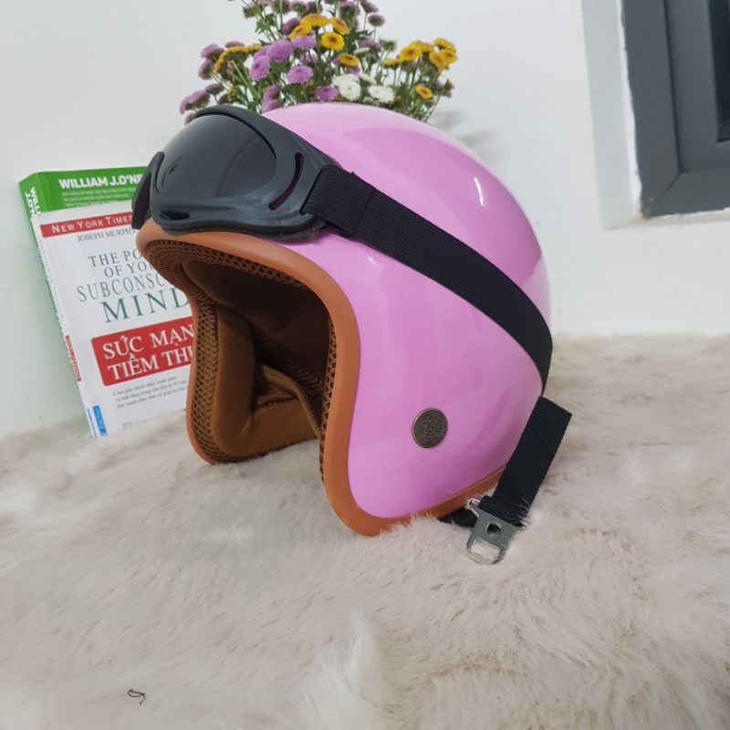 [  ẢNH THẬT ] Mũ Bảo Hiểm 3/4 Tem Trơn Có Kính UV- Mũ Nhựa ABS Chống Va Đập