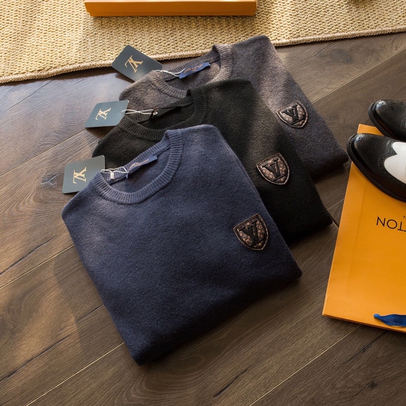 Áo len thời trang nam có 3 màu logo thương hiệu Louis Vuitton LV cao cấp mẫu mới