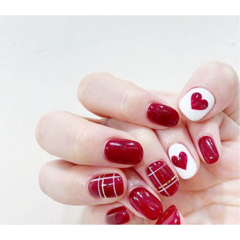 Nailbox tết, màu đỏ form inbox