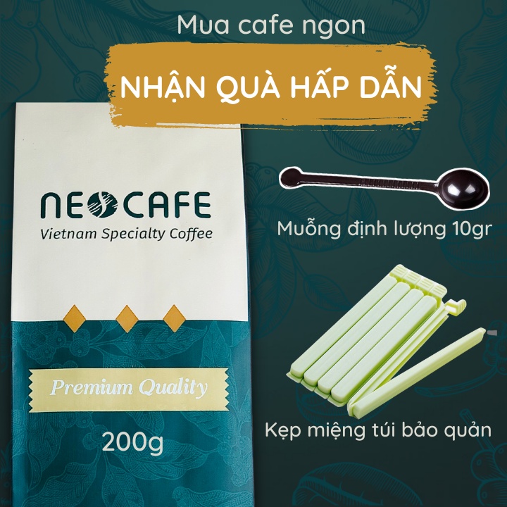 Cà phê  Arabica NEOCAFE cafe nguyên chất loại ca phe rang xay pha Staresso gói 200g rang mộc 100% hạt cà phê Cầu Đất