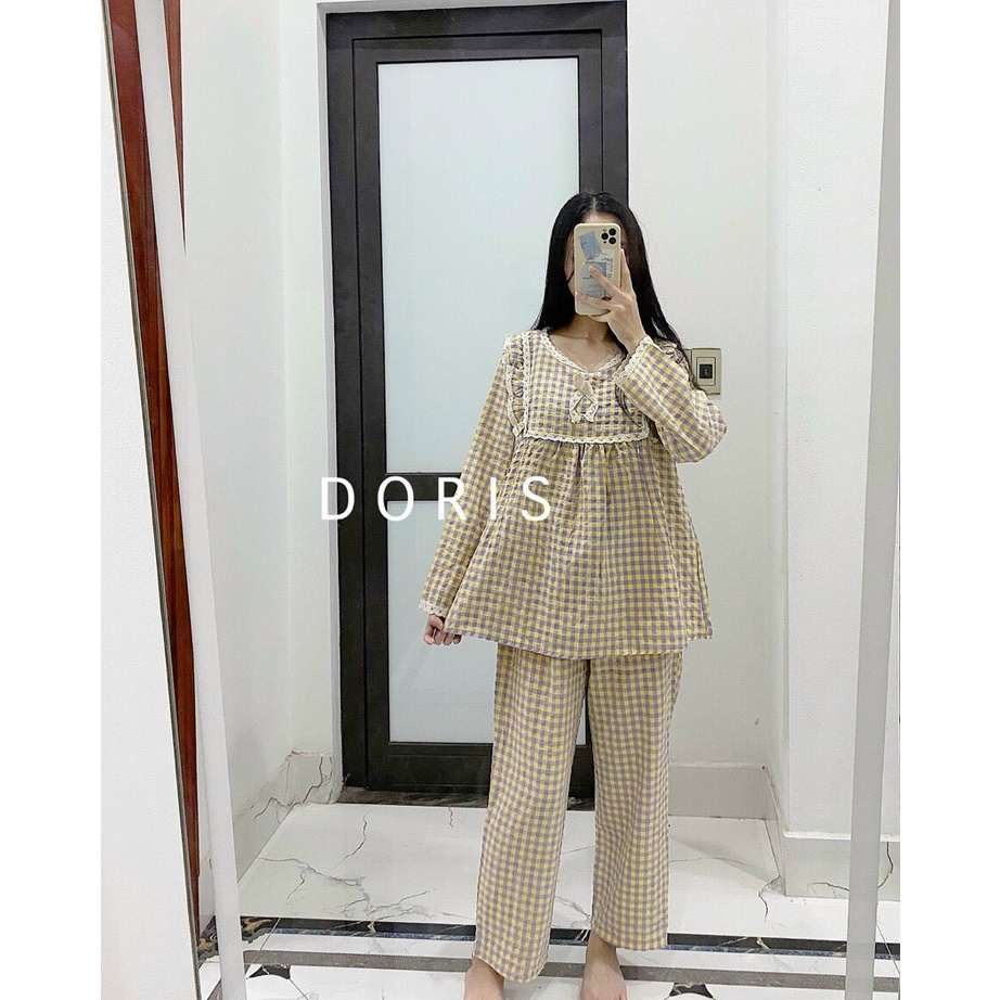 Bộ Sau Sinh Ở Cữ Chất Đũi Hàn FreeSize Có Khoá Kéo Cho Bé Ti