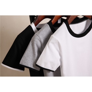 Áo Croptop Ôm Trắng Đen Viền Cổ