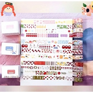 Set 4 cuộn băng giấy washi in hình đáng yêu trang trí làm đẹp sổ tay DIY