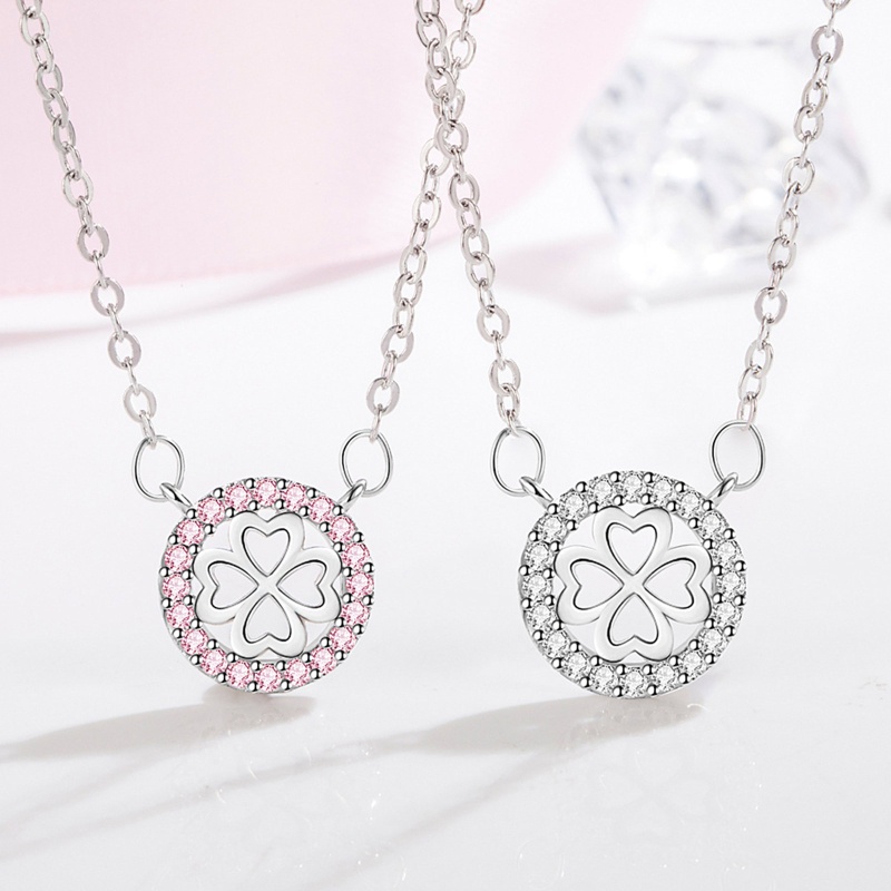 Mặt Dây Chuyền Hình Hoa Đính Đá Zircon Màu Trắng Hồng Chất Lượng Cao Thời Trang Cho Nữ