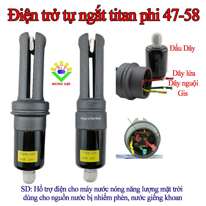 Điện trở tự ngắt phi 47 và 58 Titan dùng cho máy nước nóng năng lượng mặt trời