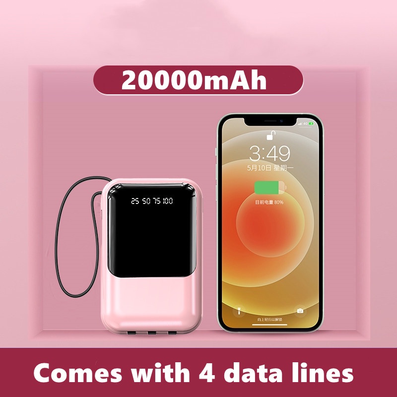 Sạc dự phòng YM467 20000mAh 3 đầu ra với dây cáp micro USB Type C thích hợp cho iPhone