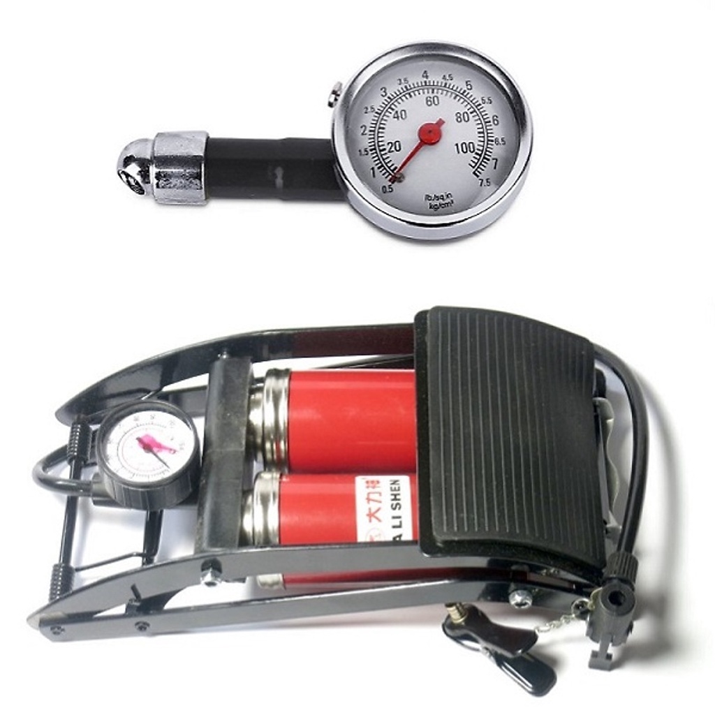 Bơm Đạp Chân Mini 1 Piston Nhỏ Gọn - Bơm Ô Tô Xe Máy Và Xe Đạp Cần Thiết Cho Mọi Gia Đình