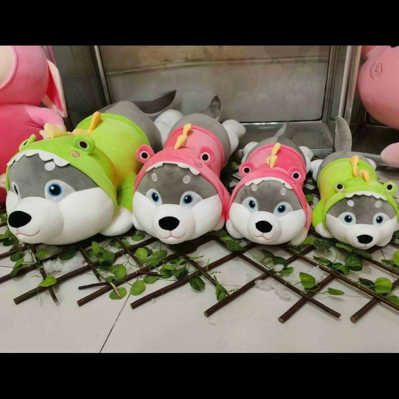 Có sẵn Gấu bông, gối ôm chó HUSKY mặc áo siêu cute mềm mịn. Gấu bông ADA gòn 7D trắng tinh khiết 3 size