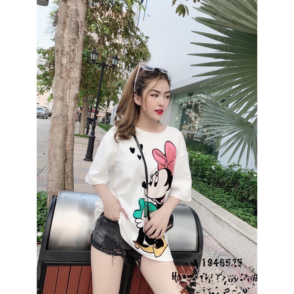 Áo thun nữ chuột Mickey (ảnh thật) trắng đỏ