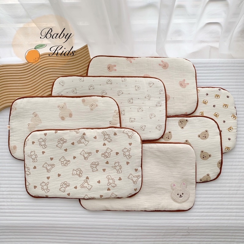 Gối xô sơ sinh vải Muslin cao cấp cho bé