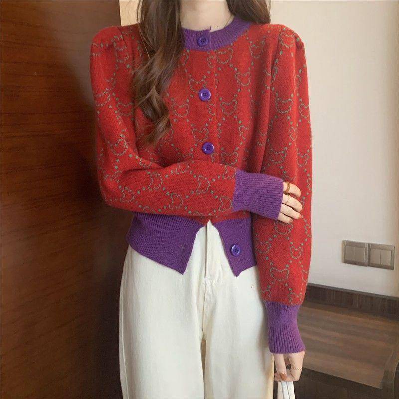 Áo Sweater Dệt Kim Họa Tiết Chanel Màu Tương Phản Thời Trang Mùa Xuân Cho Nữ 06