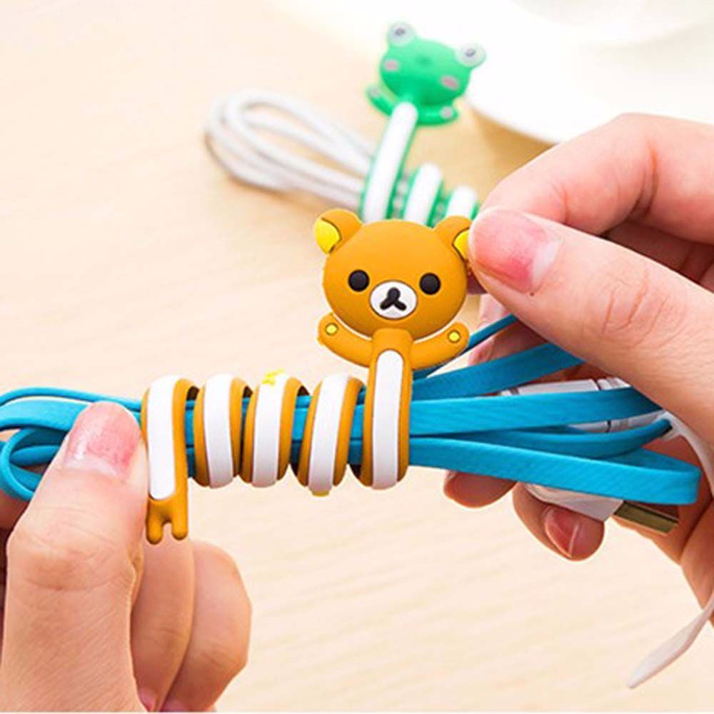 Phụ kiện kẹp dây cáp điện thoại bằng PVC họa tiết hoạt hình dễ thương nhiều màu sắc