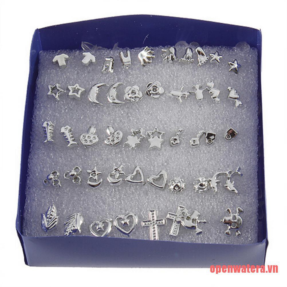 Set 24 Đôi Khuyên Tai Mạ Bạc Nhiều Kiểu Dáng Thời Trang