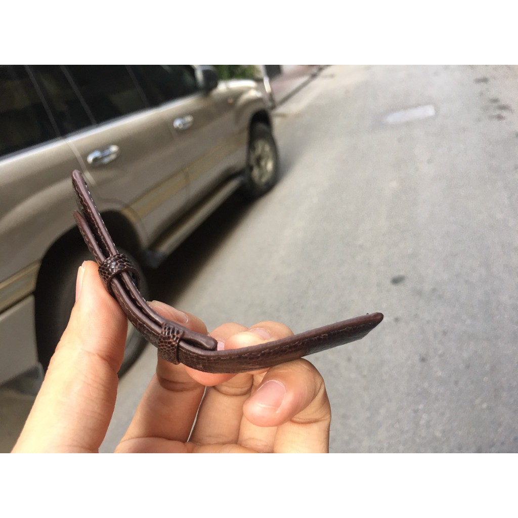 Dây Đồng Hồ Da Đà Điểu Thật Cho Nam Màu Nâu Đậm