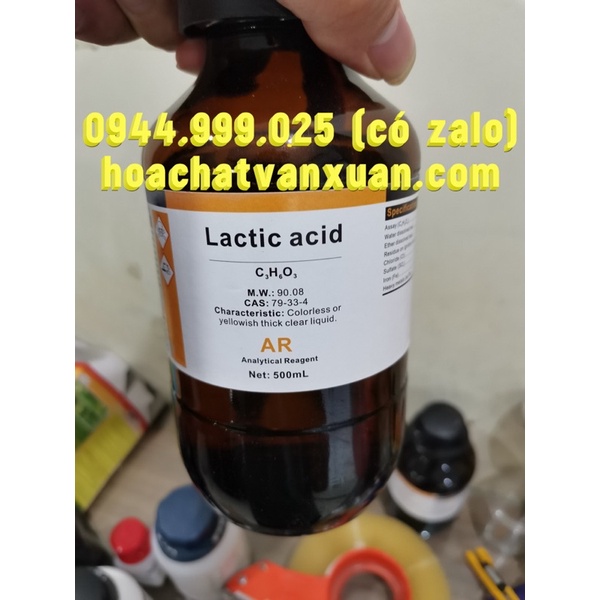 Hoá chất lactic aci d chai 500ml CAS 79-33-4 C3H6O3 axi t lactic