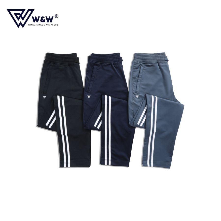 Quần Nỉ Jogger Nam W&amp;W Chất Polyester Cao Cấp Giúp Không Nhăn Dễ Làm Sạch Thiết Kế Ống Suông Thoải Mái Co Giãn Nhẹ WJO20