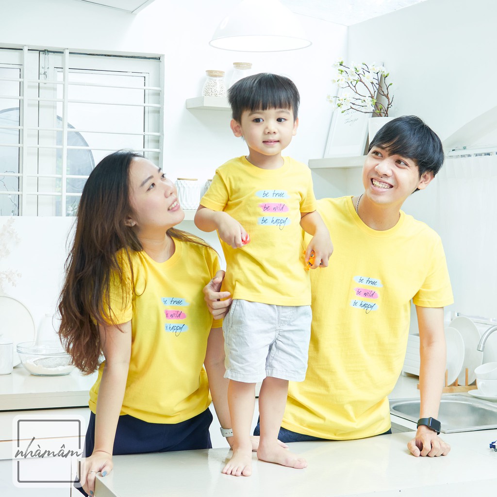 Áo Thun Gia Đình cotton 100% (Ảnh,Video Thật) - Mẫu Happy