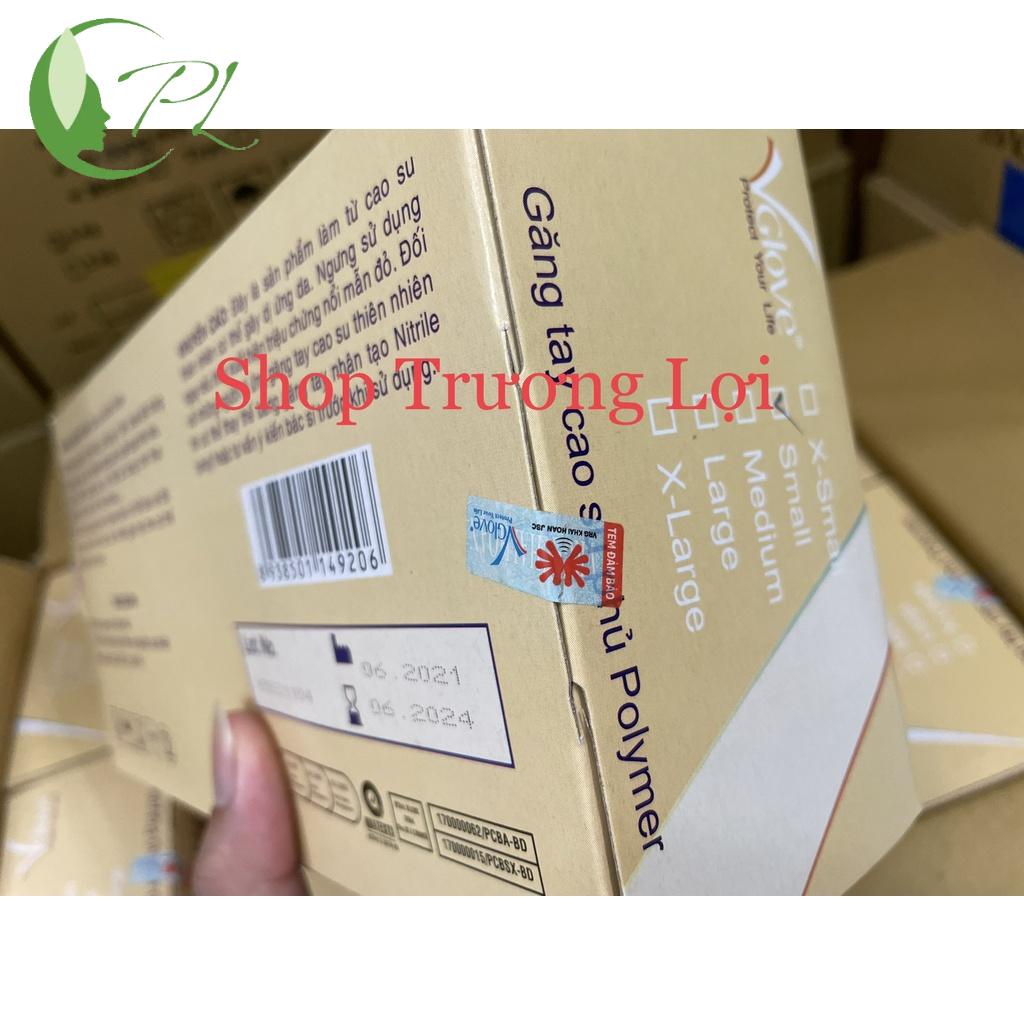 Thùng 10 Hộp Găng Tay Cao Su Y Tế Không Bột Vglove Phủ Polymer 2 Mặt - Hàng Công Ty - Xuất VAT Free
