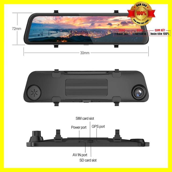 Camera hành trình gương ô tô cao cấp Whexune D50 màn hình 12 inch, 4G, Wifi, GPS - Bảo hành 12 tháng | BigBuy360 - bigbuy360.vn