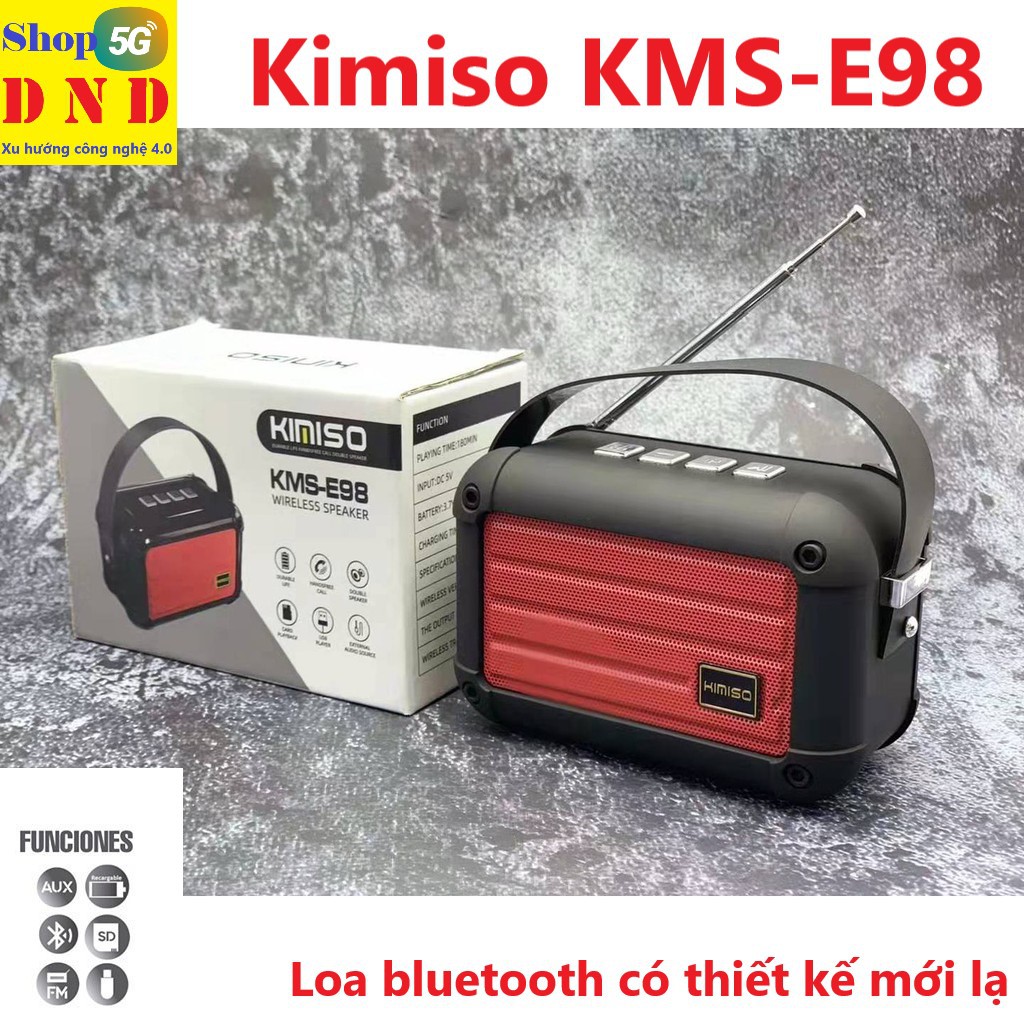 Loa bluetooth Kimiso E98, thiết kế mới, nghe radio dễ dàng hơn với sự hỗ trợ anten thu sóng