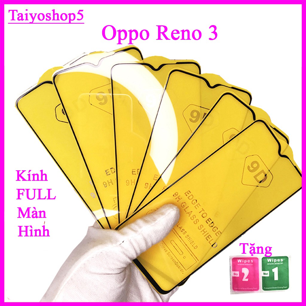 Kính cường lực OPPO RENO 3  Kính cường lực full màn hình,Ảnh thực shop tự chụp, tặng kèm giấy lau kính TAIYOSHOP5