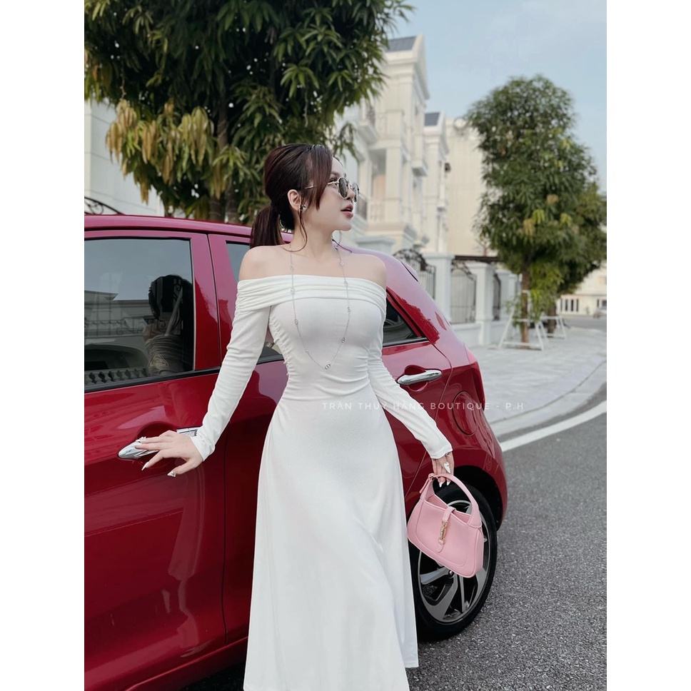 Đầm Body Trể Vai Dáng Dài Cách Điệu