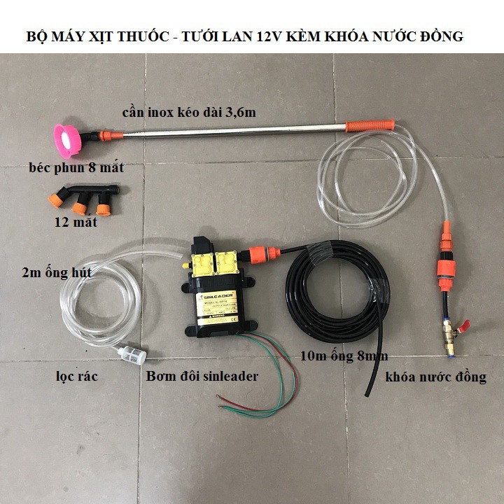 Bộ máy bơm mini phun nước,xịt thuốc cho hoa lan và cây cảnh